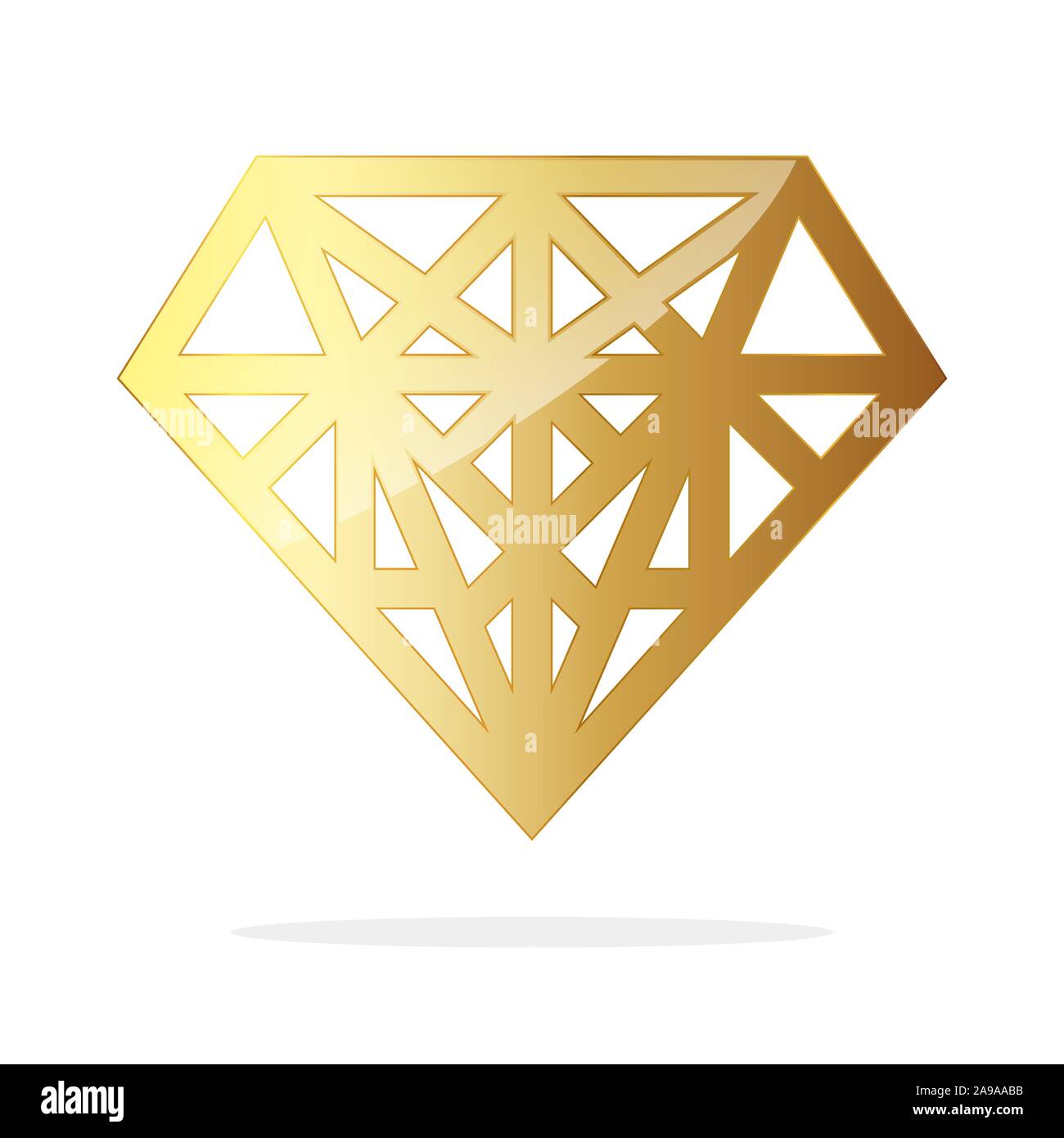 Gold Diamond Symbol. Vector Illustration. Goldene Raute auf weißem Hintergrund. Stock Vektor