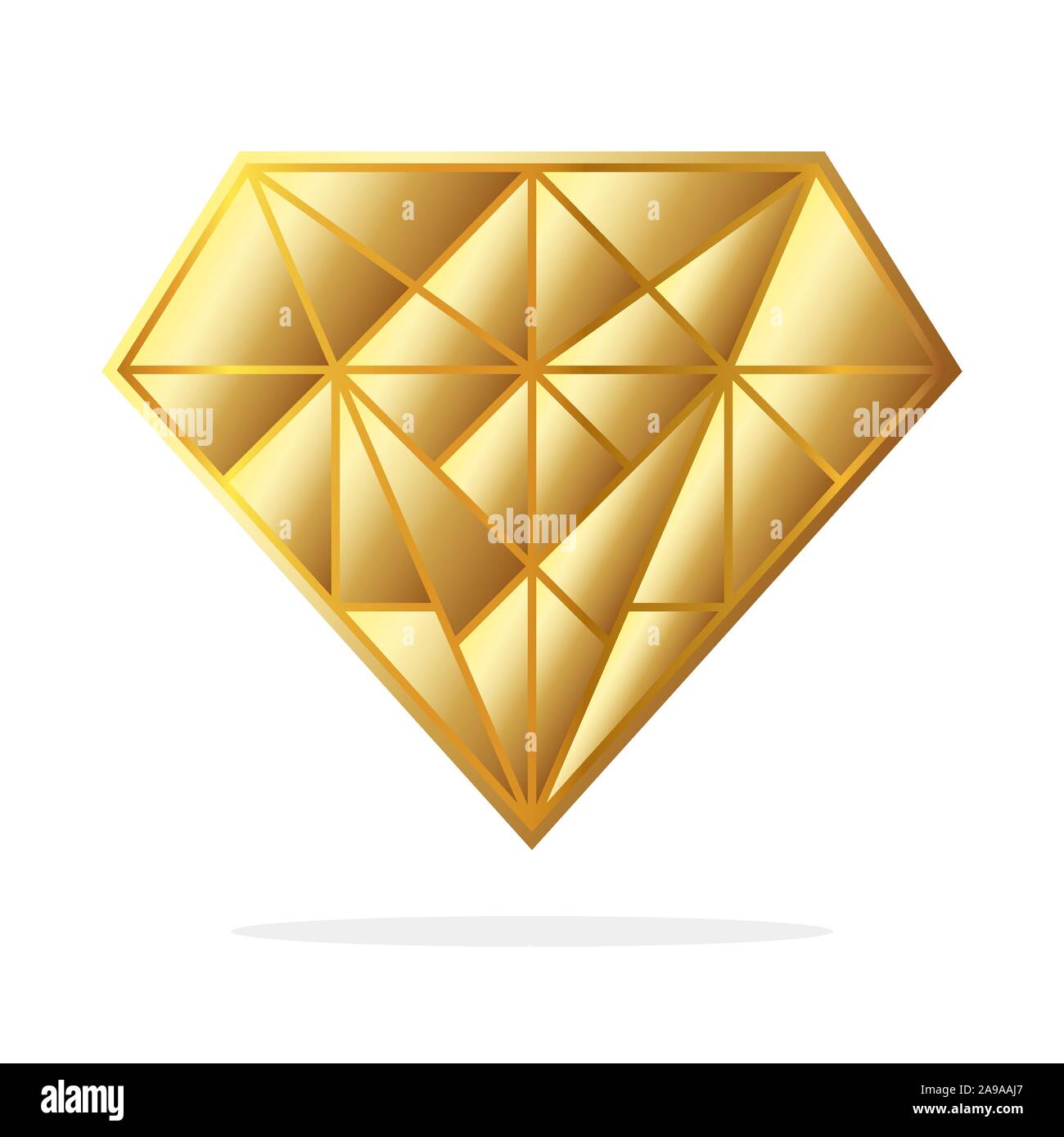 Gold Diamond Symbol. Vector Illustration. Goldene Raute auf weißem Hintergrund. Stock Vektor