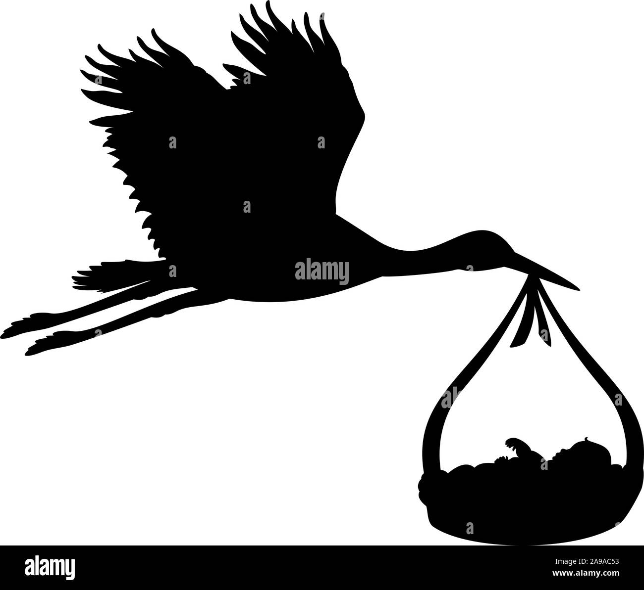 Stork Symbol der Geburt des Kindes. Vektor Illustrator Stock Vektor