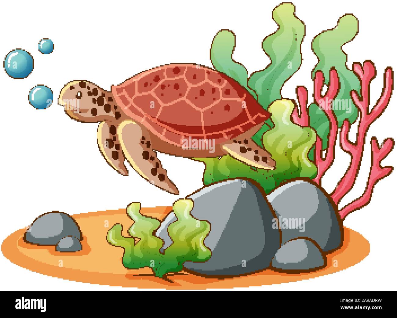 Sea Turtle auf weißem Hintergrund Abbildung Stock Vektor