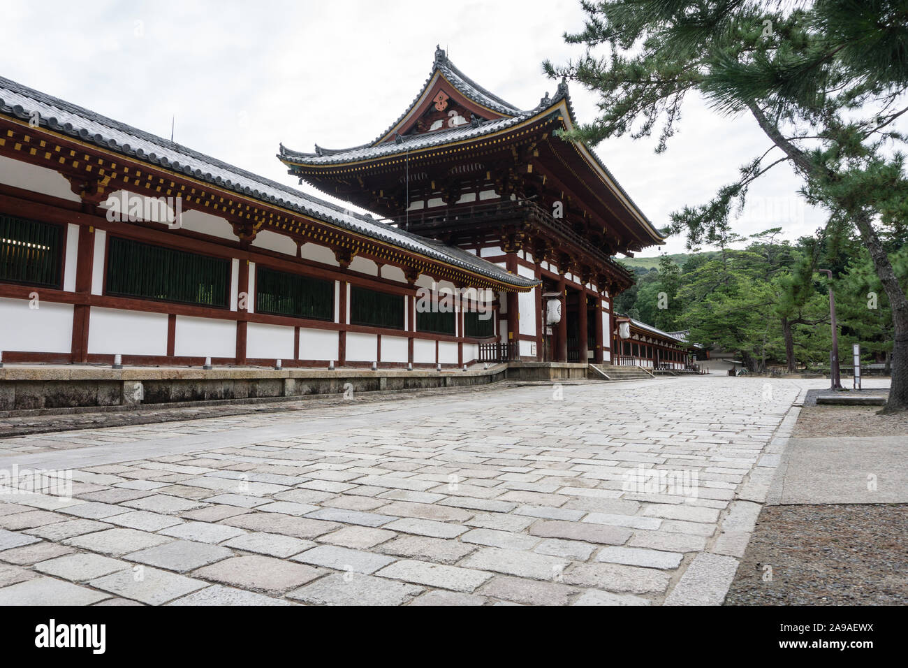 Das Haupttor des Todaiji Tempels in Nara, Japan an einem ruhigen Nachmittag Stockfoto