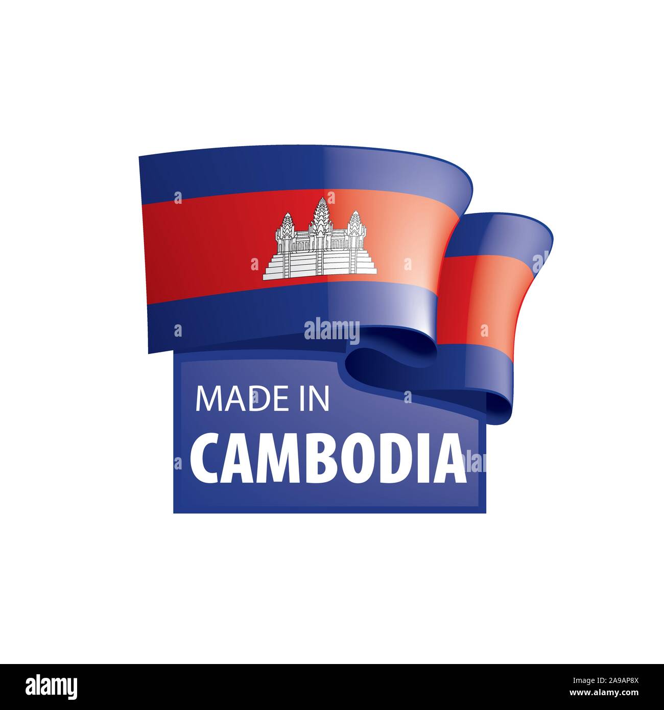 Kambodscha Fahne, Vector Illustration auf weißem Hintergrund Stock Vektor