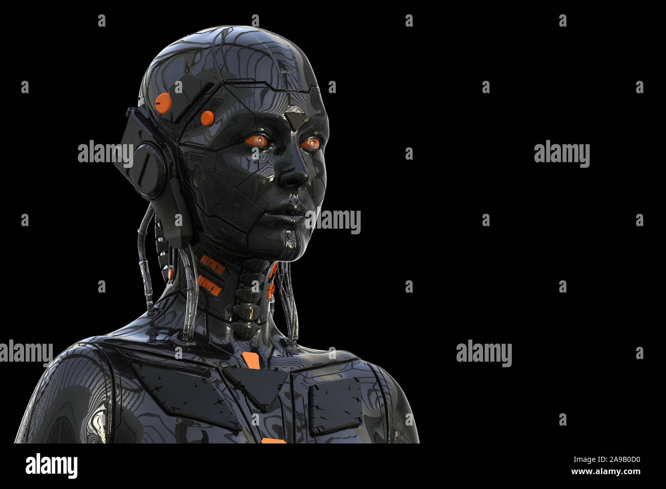 Roboter Frau, sci-fi Android weiblichen künstliche Intelligenz 3d-render Hintergrund Stockfoto