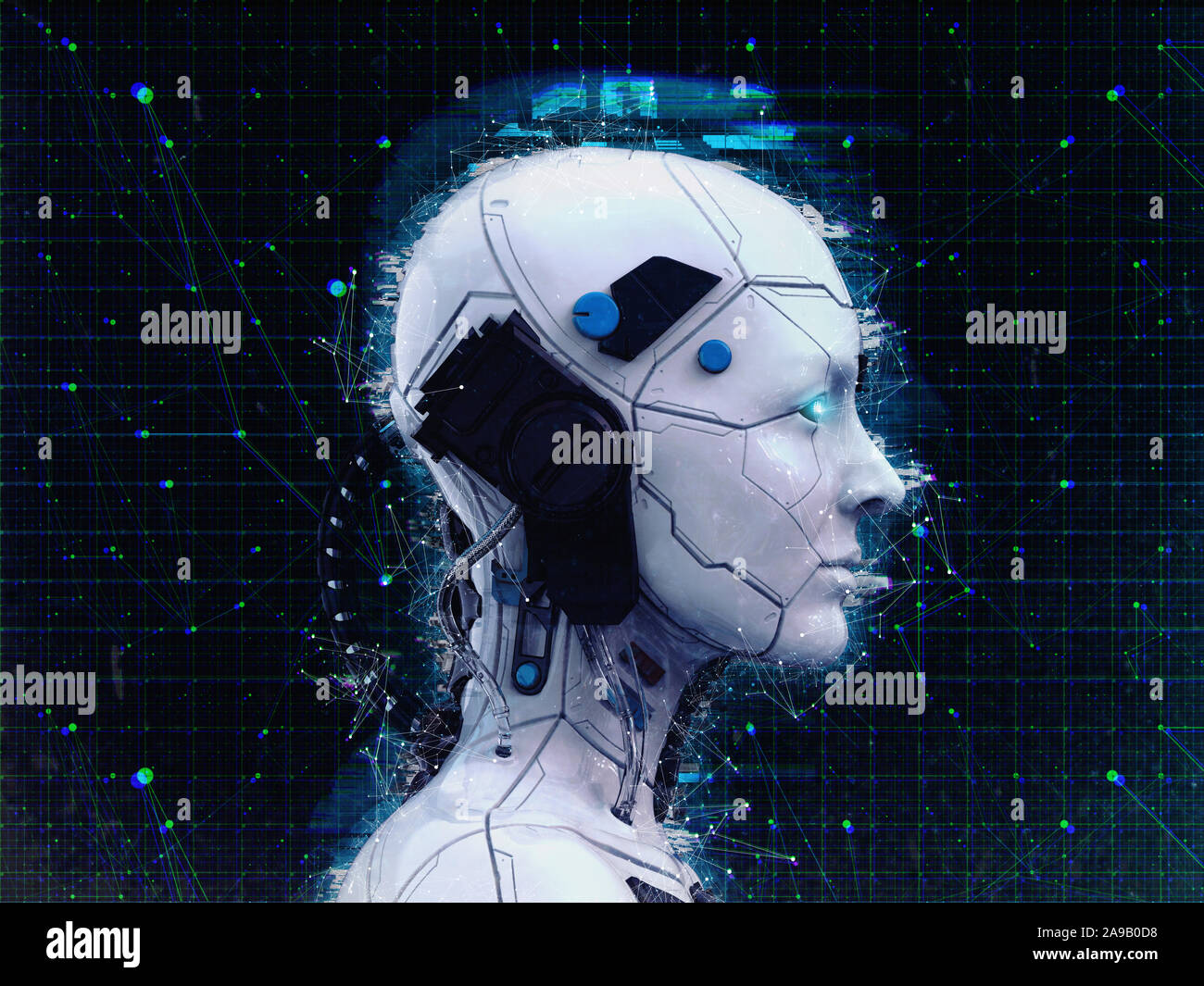 Technik Roboter sci-fi Frau Cyborg android Hintergrund - humanoide knstliche  Intelligenz wallpaper-3 D-render Stockfotografie - Alamy