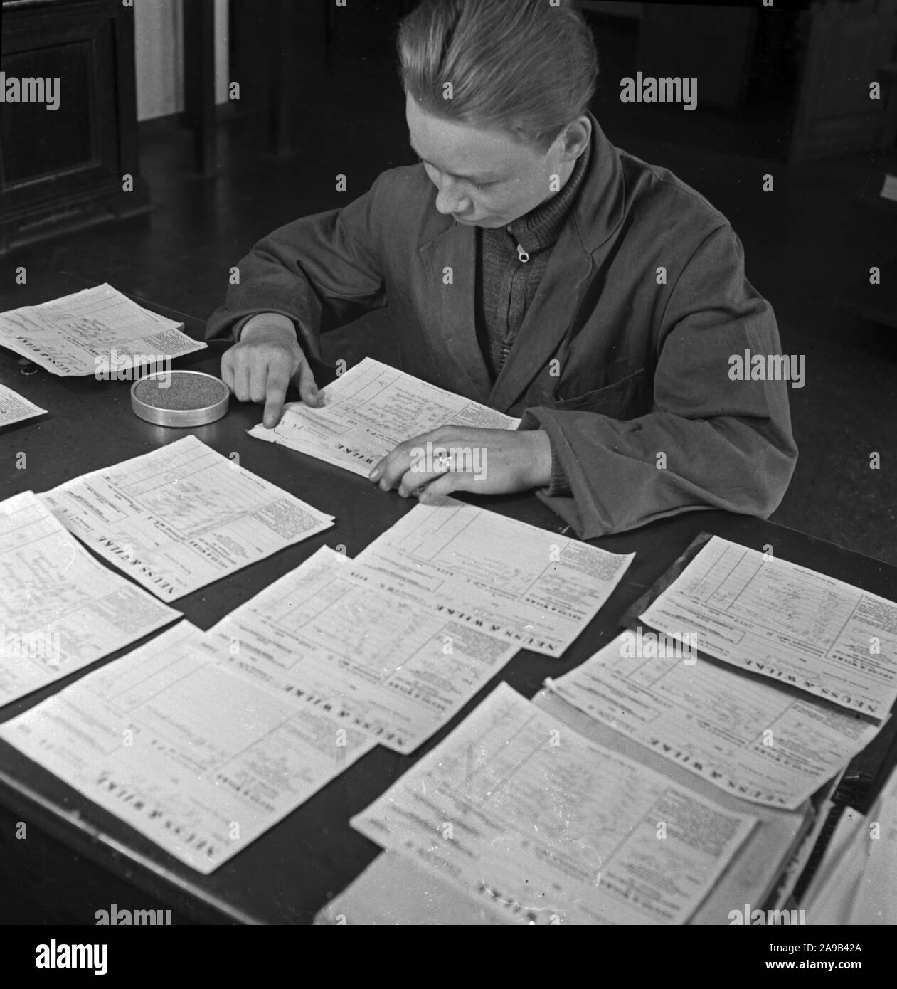 Lehrling Berufsschule, Deutschland 1940. Stockfoto