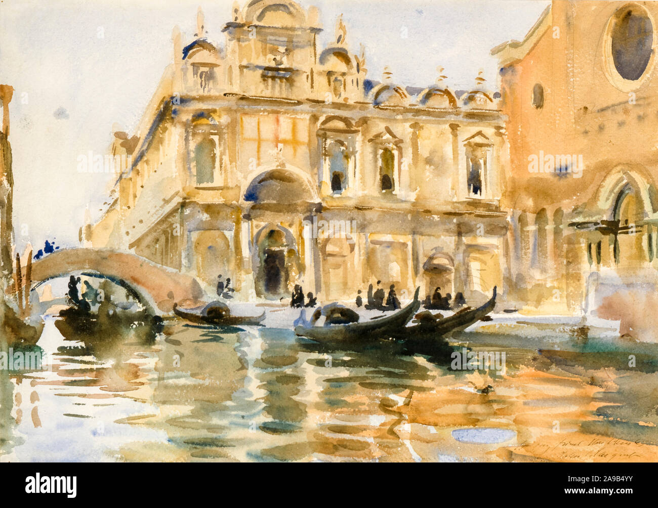 John Singer Sargent, Rio dei Mendicanti, Venedig, Landschaftsmalerei, ca. 1909 Stockfoto