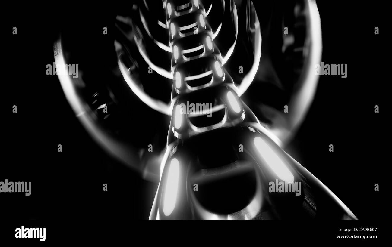 Abstrakte futuristische Sci-fi-tunnel Korridor 3D-Illustration Hintergrundbild Stockfoto