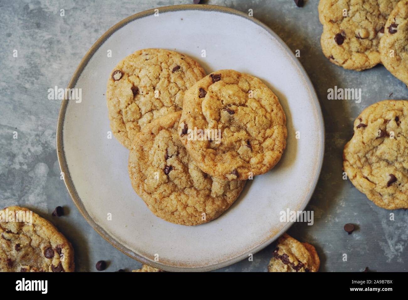 Hausgemachte Chewy Chocolate Chip Cookies/Urlaub Backen Stockfoto