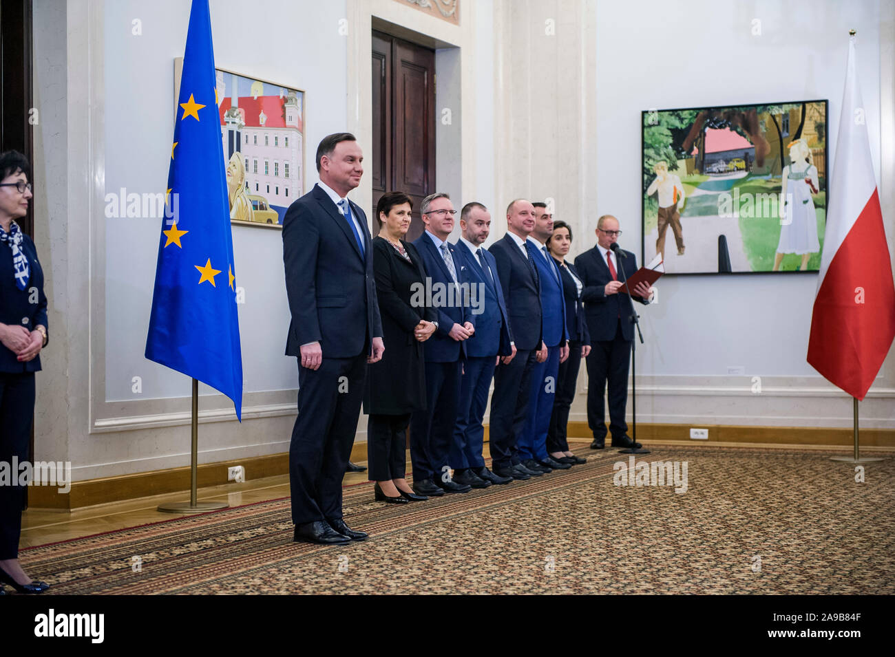 Warschau, Polen. 14 Nov, 2019. Präsident Andrzej Duda während der Bezeichnung Zeremonie. Credit: SOPA Images Limited/Alamy leben Nachrichten Stockfoto