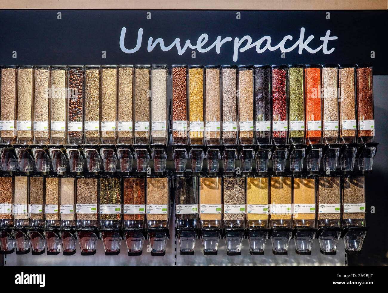 09.10.2019, Köln, Nordrhein-Westfalen, Deutschland - unverpackte Lebensmittel an die Ausgepackten stand auf der Bio-markt auf der Anuga Messe. 00 X 191009 D0 Stockfoto