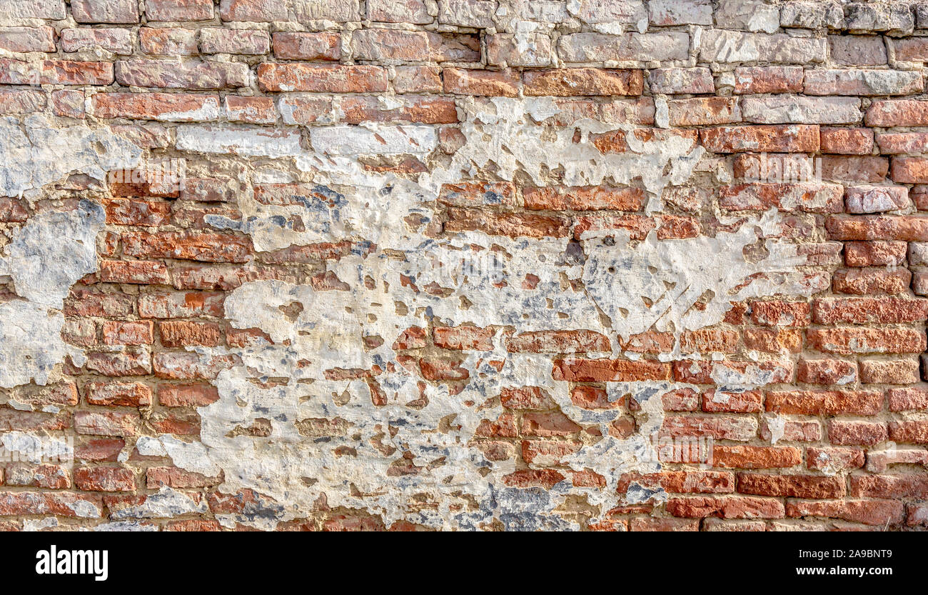 Alte Mauer mit weißen und roten Ziegeln Hintergrund. vintage Mauer Textur Stockfoto