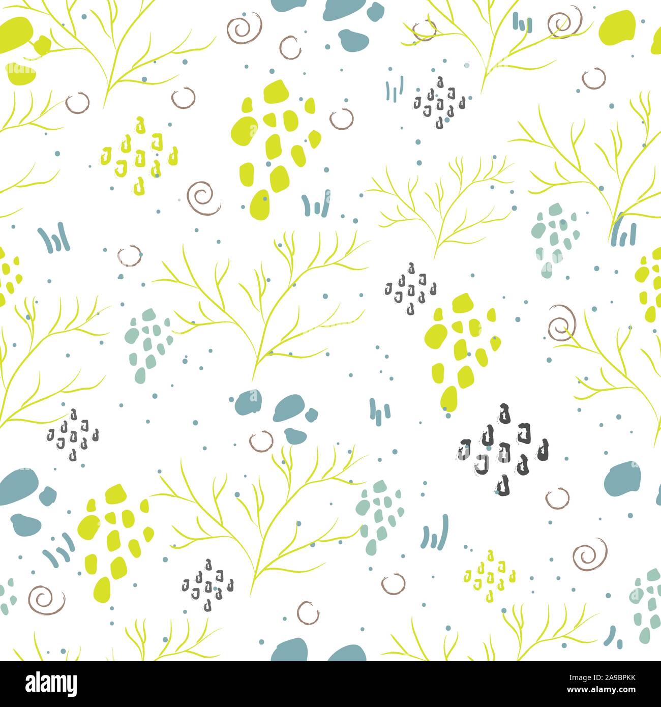 Nahtlose Algen nahtlose Muster. Moderne digitale Design. Marine, Sich wiederholendes Muster. Modern im skandinavischen Stil. Moderne Farben und Design. Stock Vektor