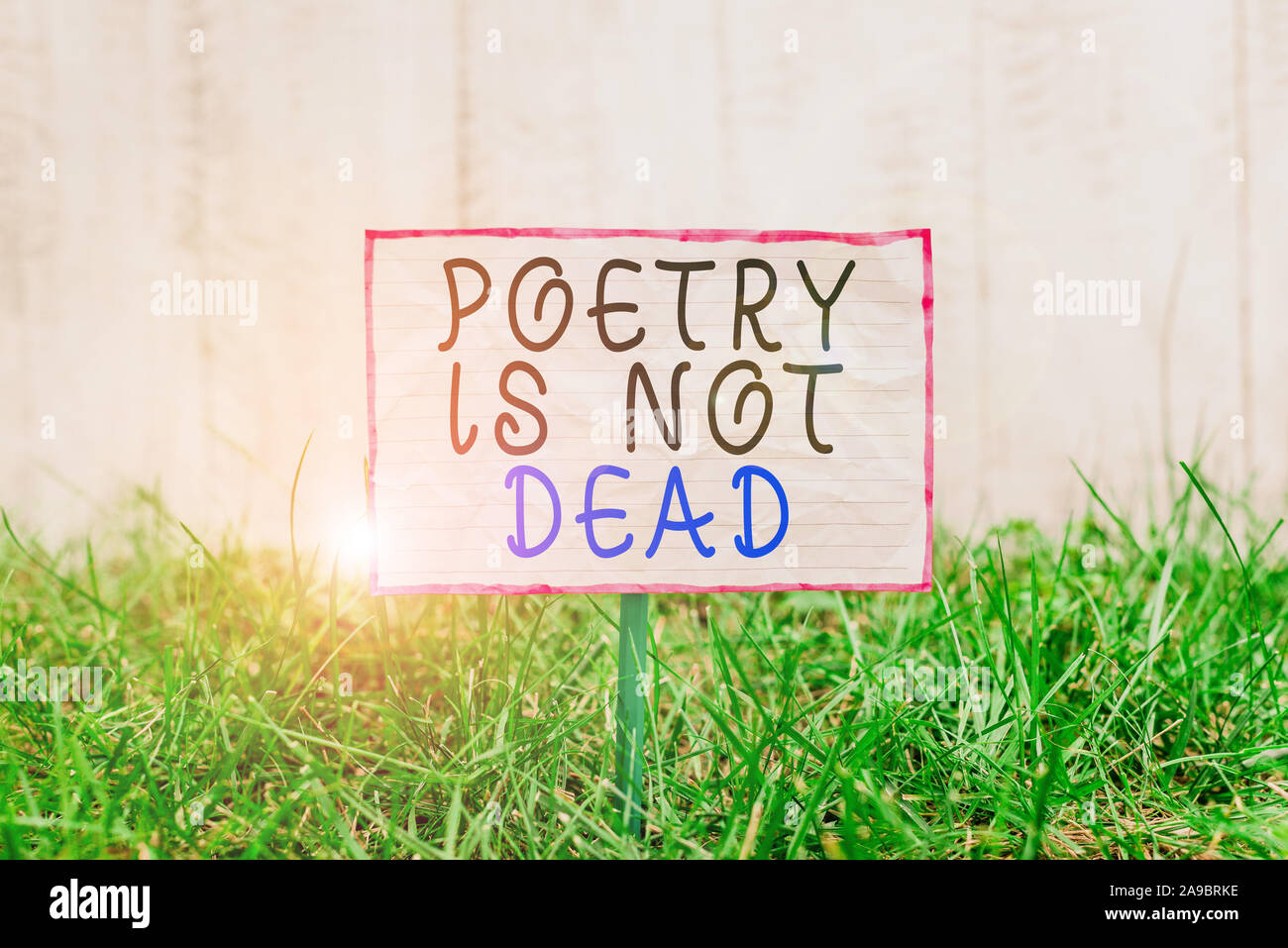 Text Zeichen angezeigt Poesie ist nicht tot. Business Foto Text ästhetische und rhythmisches Schreiben ist immer noch lebendig und modern Zerknittertes Papier an einem Stock befestigt Stockfoto Text Zeichen angezeigt Poesie ist nicht tot. Business Foto Text ästhetische und rhythmisches Schreiben ist immer noch lebendig und modern Zerknittertes Papier an einem Stock befestigt Stockfoto