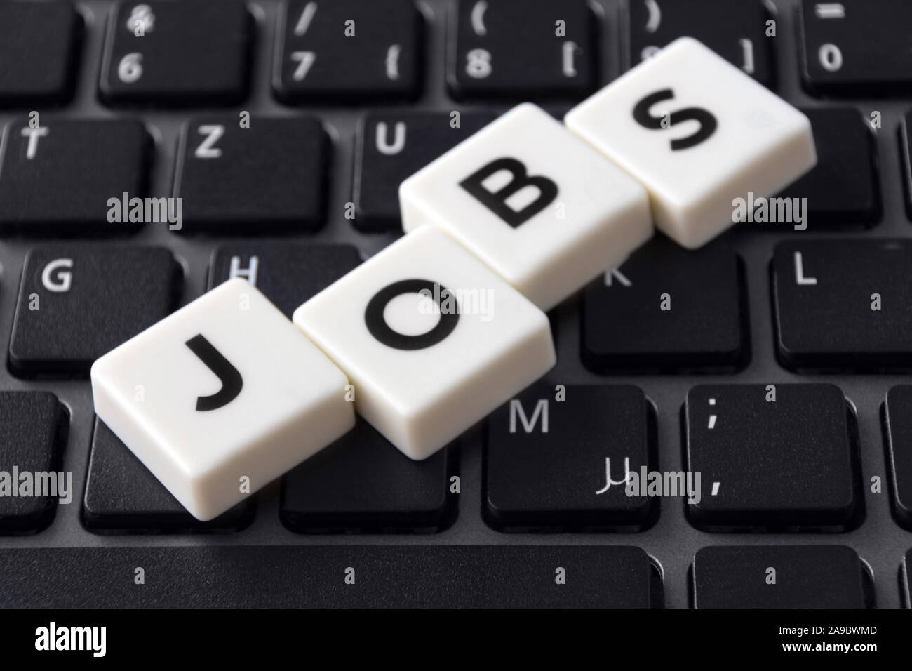 Jobs Symbol und Tastatur Hintergrund Stockfoto