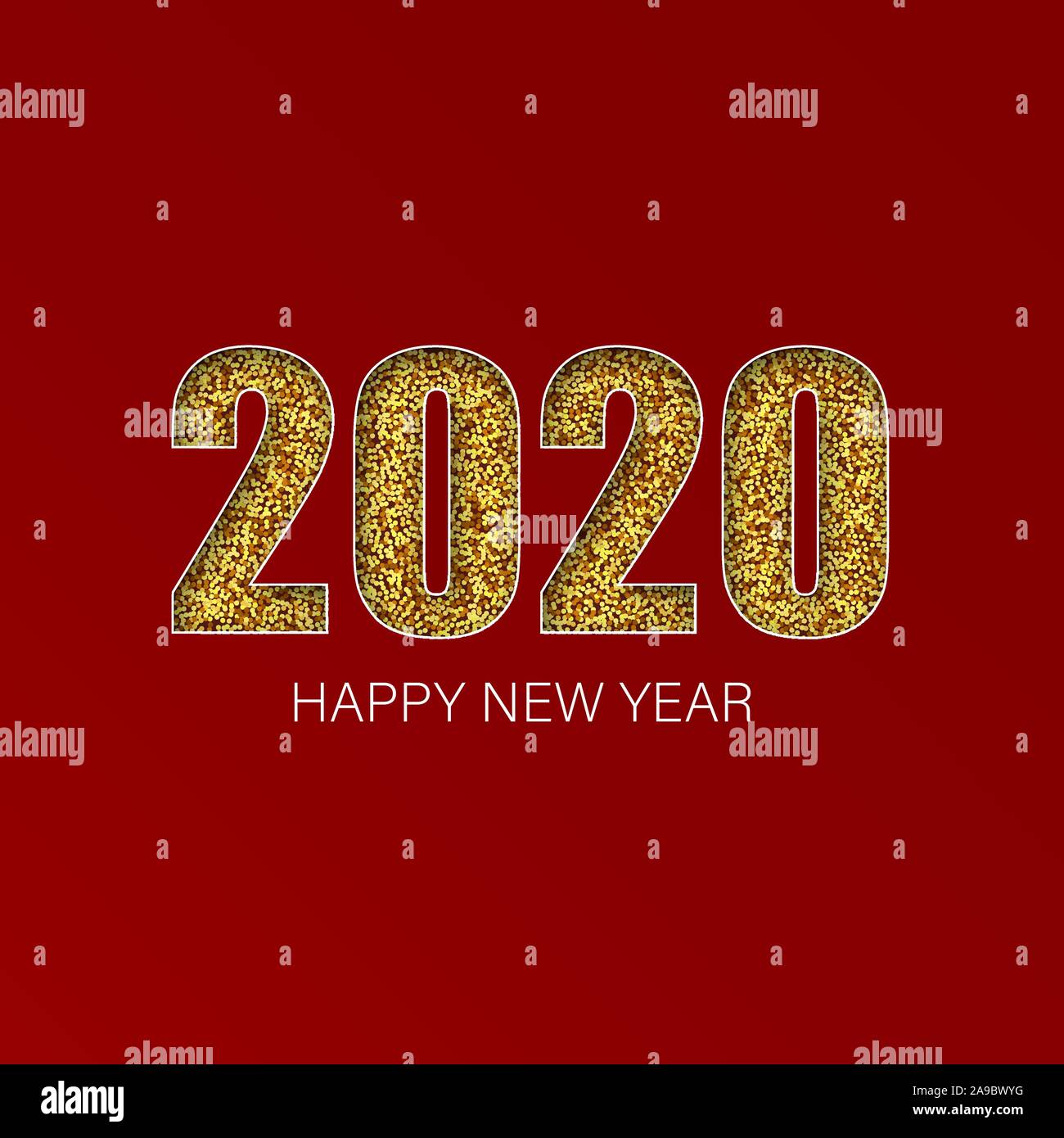 Gold glänzend Glitter leuchtende Zahlen 2020, Gestaltung von Grußkarten, glänzend Konfetti, Vector Illustration. Stock Vektor