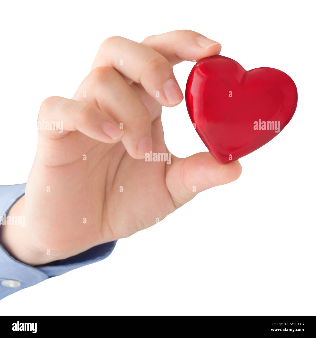 Männliche Hand und roten Herzen Stockfoto