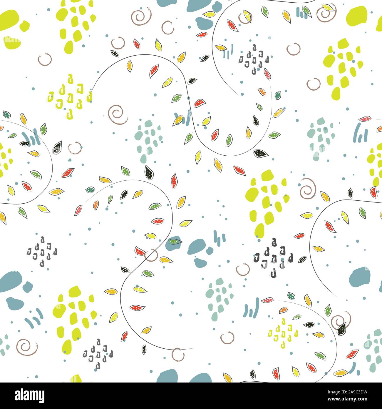 Nahtlose Algen nahtlose Muster. Moderne digitale Design. Marine, Sich wiederholendes Muster. Modern im skandinavischen Stil. Moderne Farben und Design. Stock Vektor