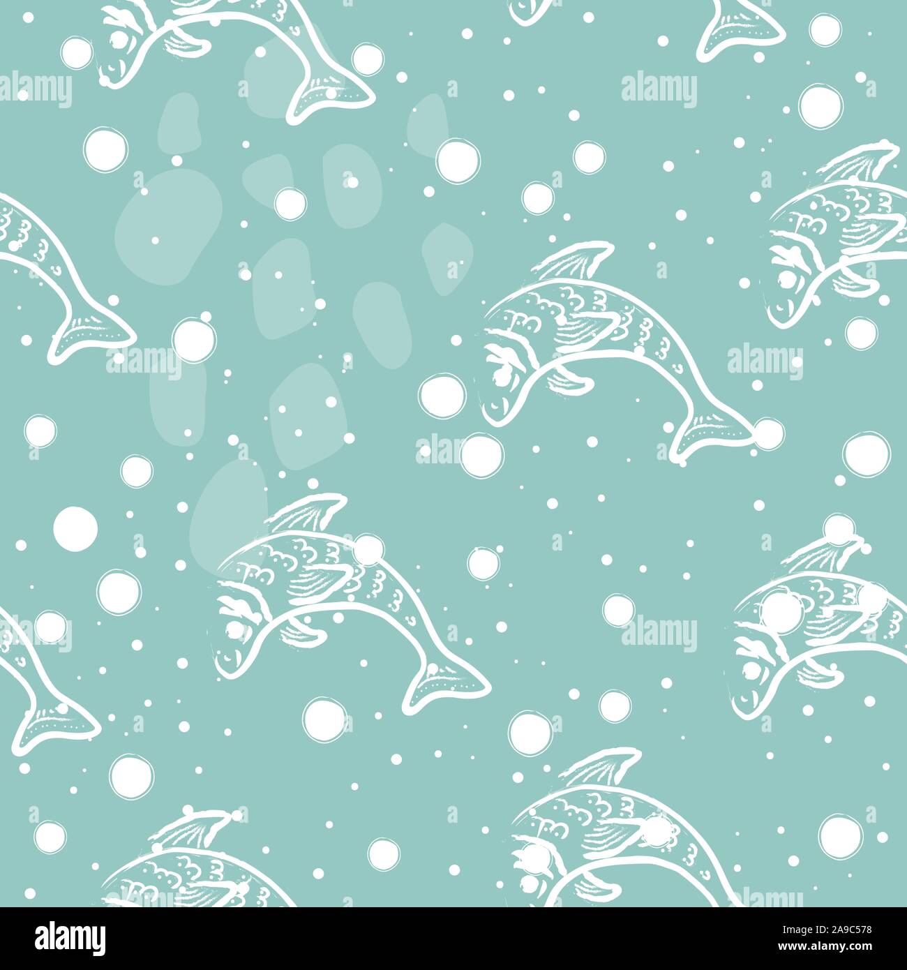 Hand gezeichneten Unterwasserwelt. Hand gezeichnet, im skandinavischen Stil. Detaillierte Arbeit. Vector Illustration Stock Vektor