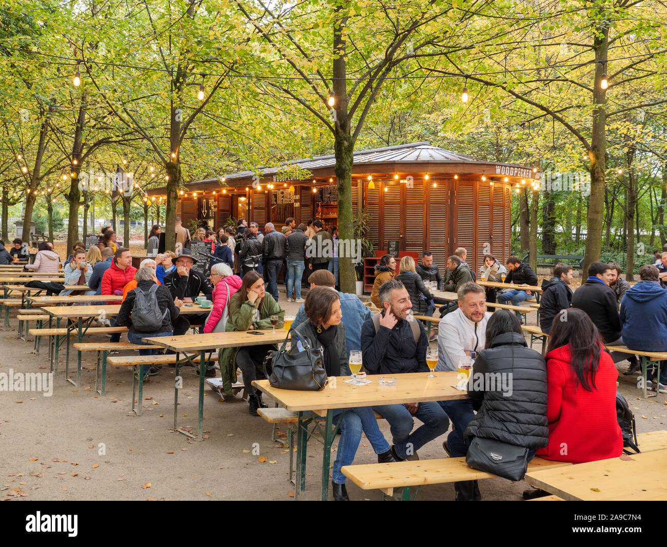 Der Specht Cafe in Brüssel Park oder dem Parc de Bruxelles, Belgien Stockfoto