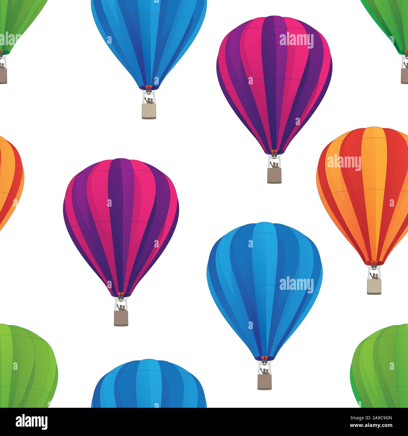 Hot Air Balloon Nahtlose, Sich wiederholendes Muster isoliert Vector Illustration Stock Vektor
