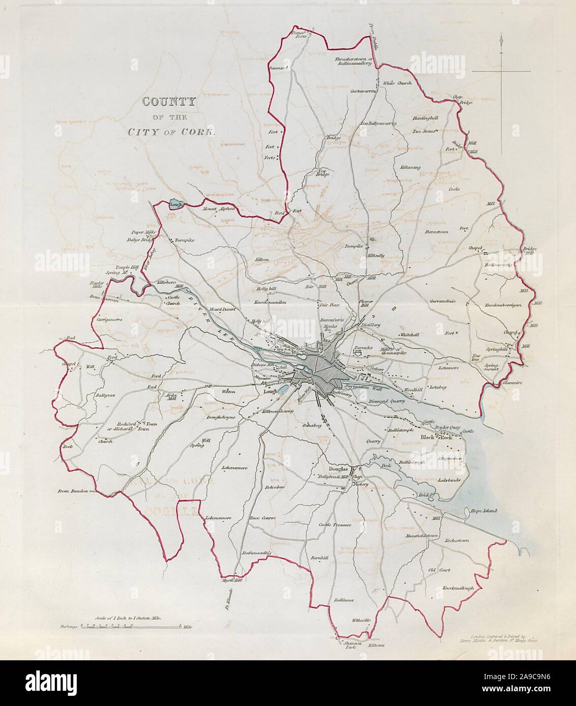"Grafschaft DER STADT CORK' Stadt/Gemeinde planen. REFORM ACT. Munster 1832 Karte Stockfoto