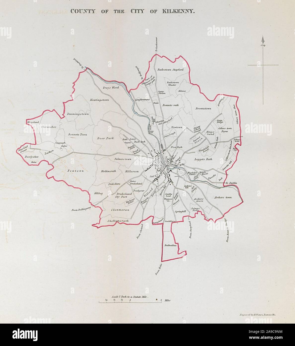 "Grafschaft DER STADT KILKENNY Stadt/Gemeinde planen. REFORM ACT Leinster 1832 Karte Stockfoto