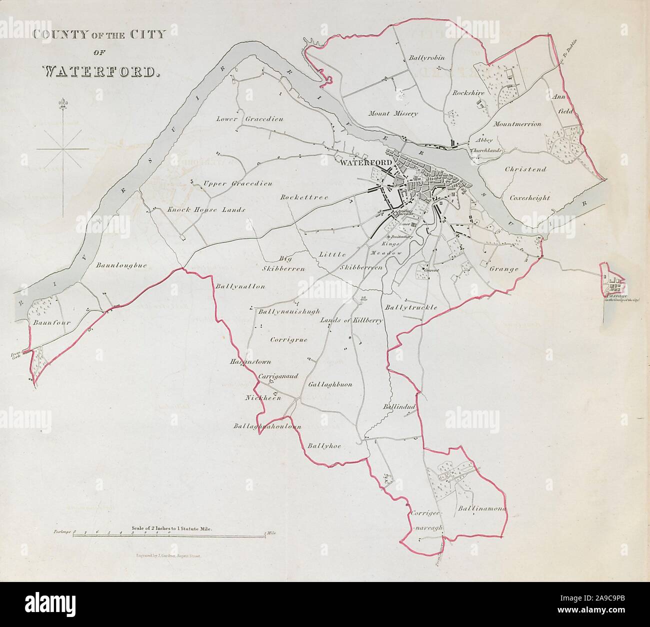 Grafschaft DER STADT WATERFORD Stadt/Gemeinde planen. REFORM ACT. Munster 1832 Karte Stockfoto