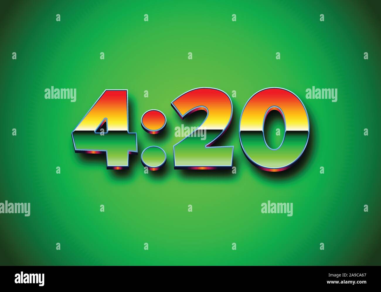 4:20 Zeichen mit Retro styled Chrom Ziffern Stock Vektor