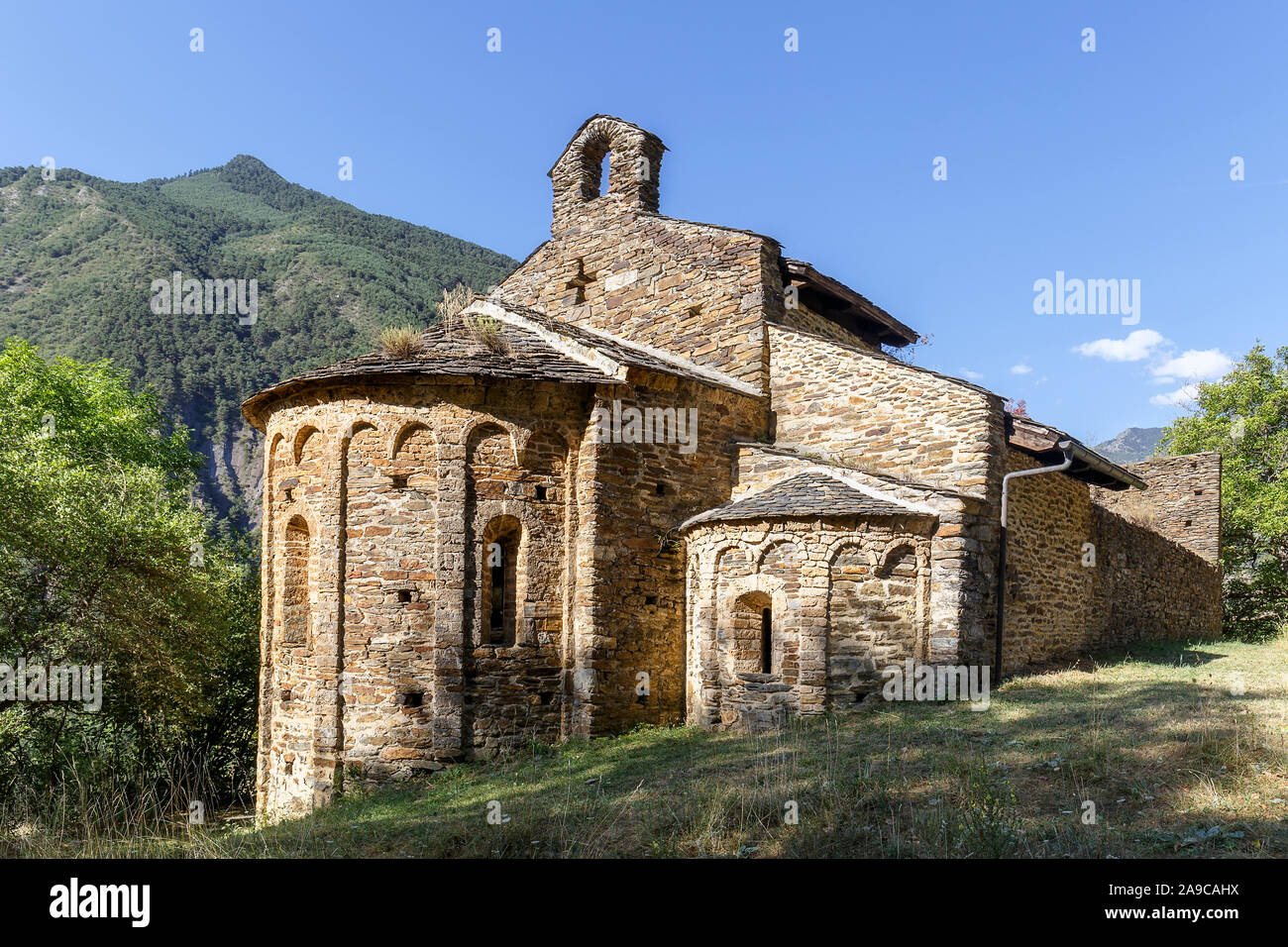 Sant Pere del Burgal, eine romanische Kloster in Escalo, katalanischen Pyrenäen Stockfoto