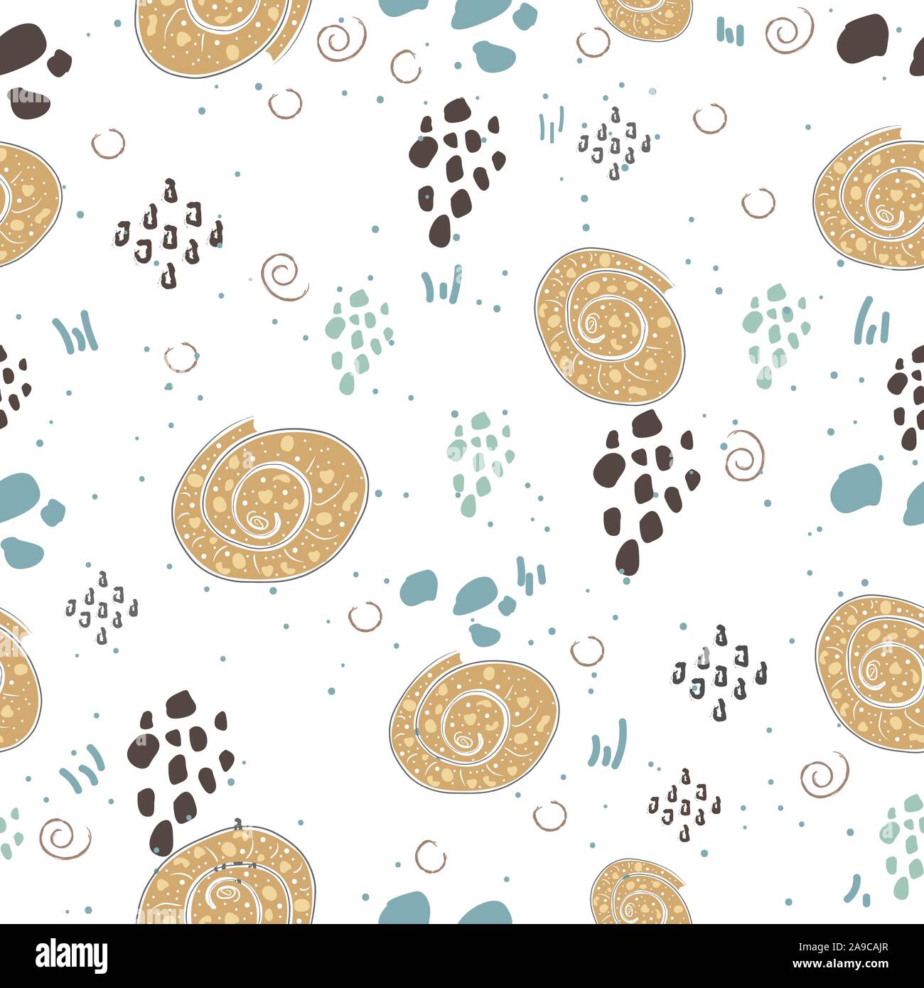 Nahtlose Shell nahtlose Muster. Moderne digitale Design. Marine, Sich wiederholendes Muster. Modern im skandinavischen Stil. Moderne Farben und Design. Stock Vektor