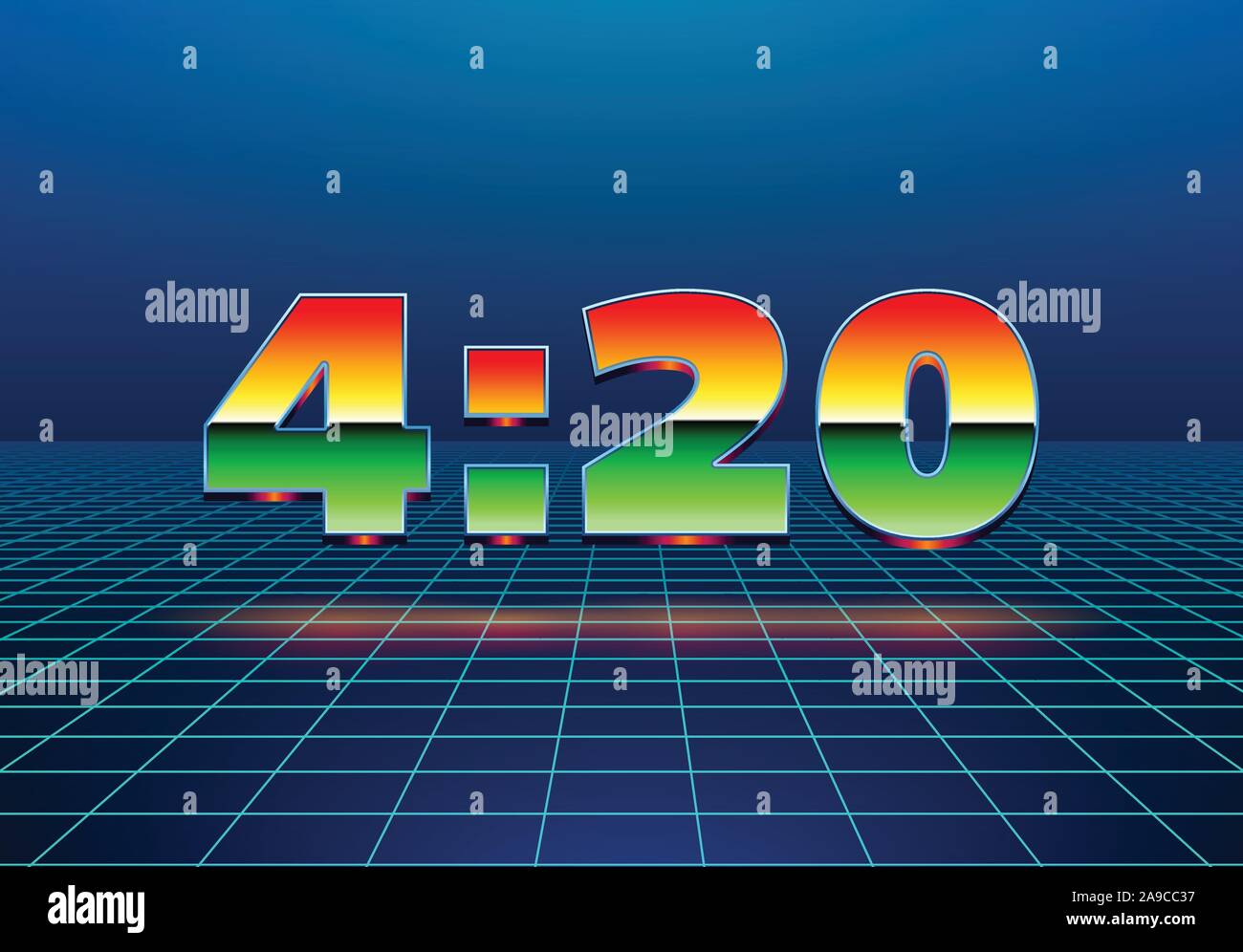 4:20 Zeichen mit Retro styled Chrom Ziffern Stock Vektor