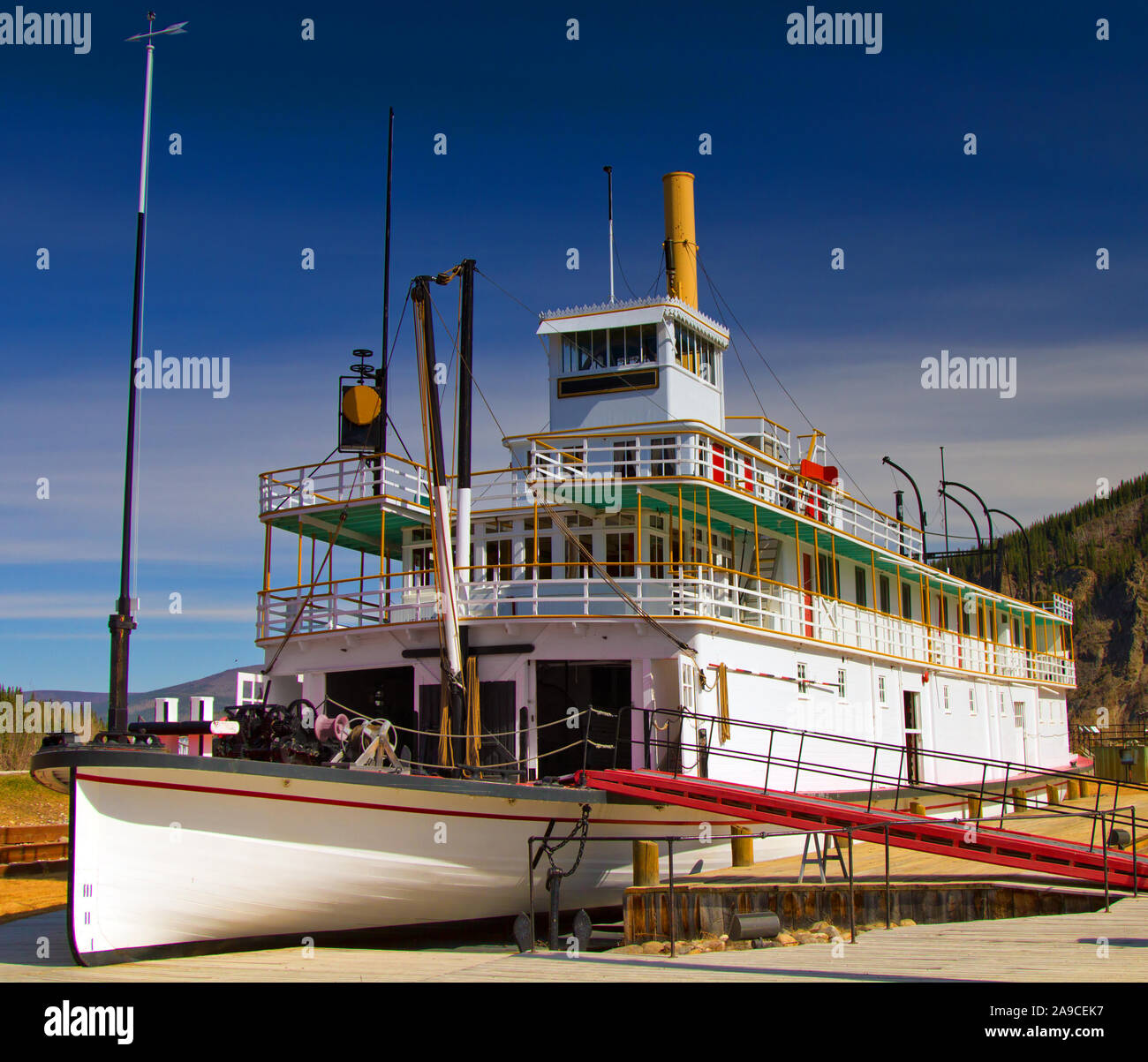 Vintage restauriertes Schaufelrad, Flussboot, Dawson City, Yukon. Stockfoto