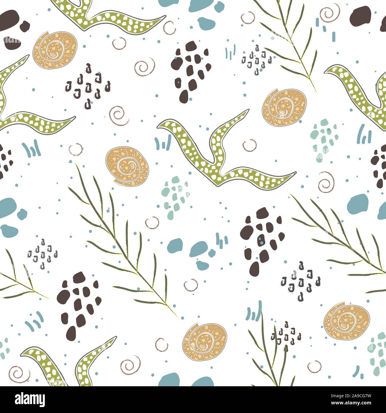 Nahtlose Algen nahtlose Muster. Moderne digitale Design. Marine, Sich wiederholendes Muster. Modern im skandinavischen Stil. Moderne Farben und Design. Stock Vektor