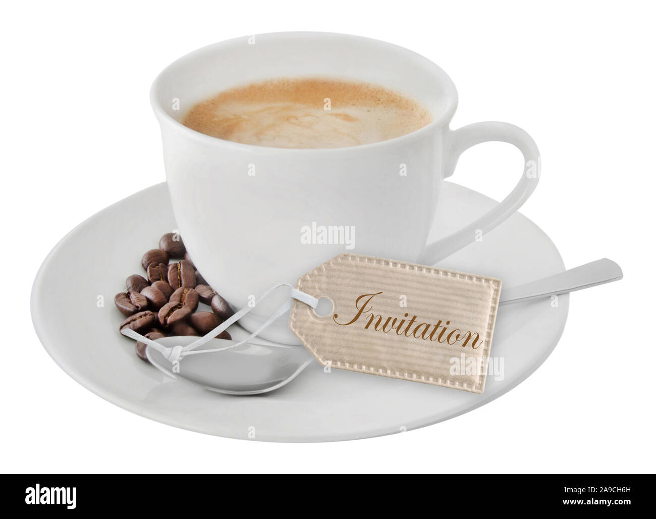 Kaffee Und Einladung Etikett Stockfotografie Alamy