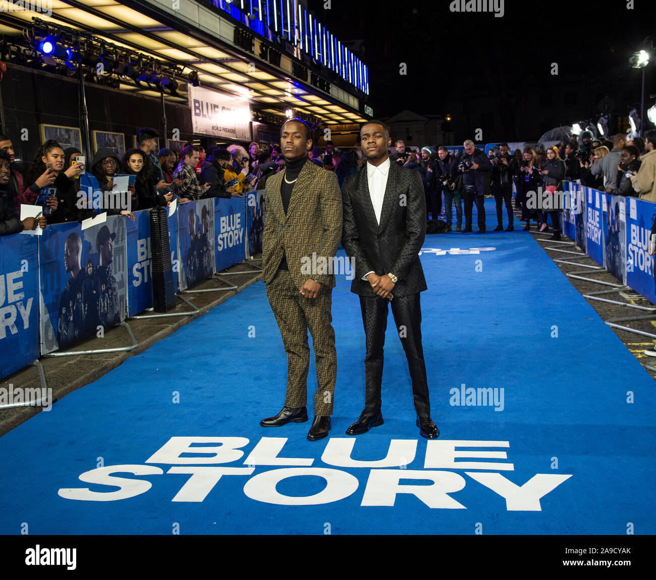 London, Großbritannien. 14 Nov, 2019. LONDON, ENGLAND - 14.November: Michael Ward und Stephen Odubola besuchen die Weltpremiere von "Blau" im Curzon Mayfair am 14. November 2019 in London, England Credit: Gary Mitchell, GMP-Media/Alamy leben Nachrichten Stockfoto