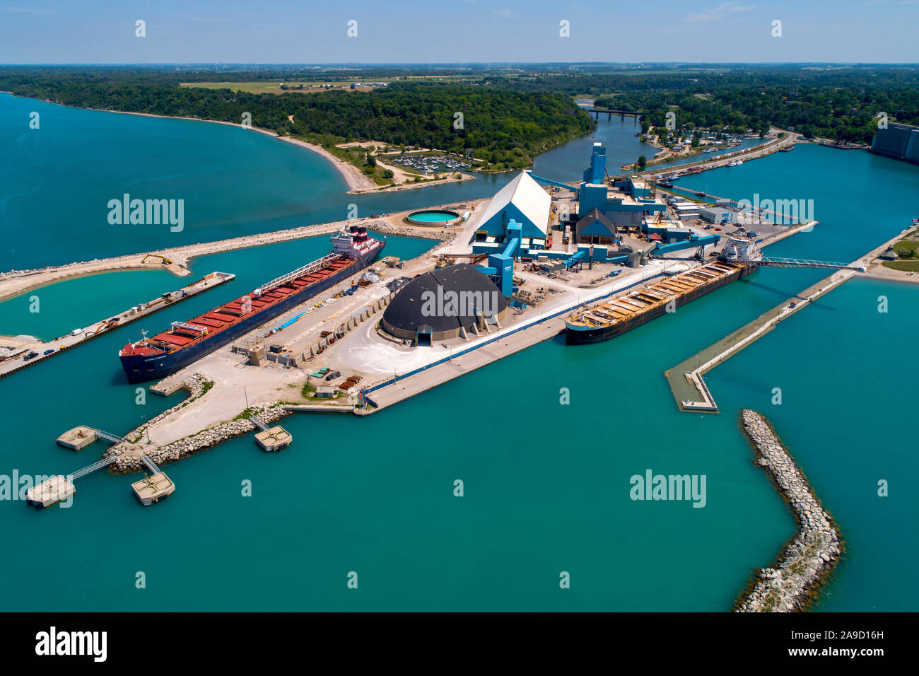 Godrich Ontario Kanada Großen Seen Schifffahrt Hafen Wartung regionale Salz Bergbau, verarbeitendes Gewerbe und Landwirtschaft, der Hafen ist ein wichtiger h Stockfoto