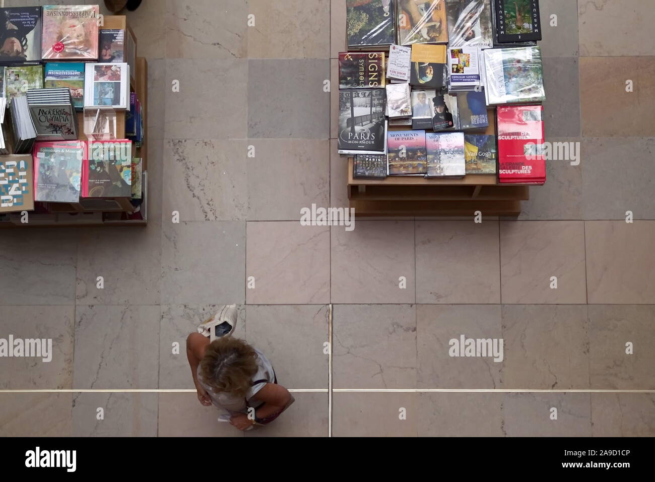 Paris, Ile-de-France/Frankreich - Juni 20, 2016: Museum Förderer von Kunst Bücher drehen zum Verkauf an der Gift Shop Stockfoto