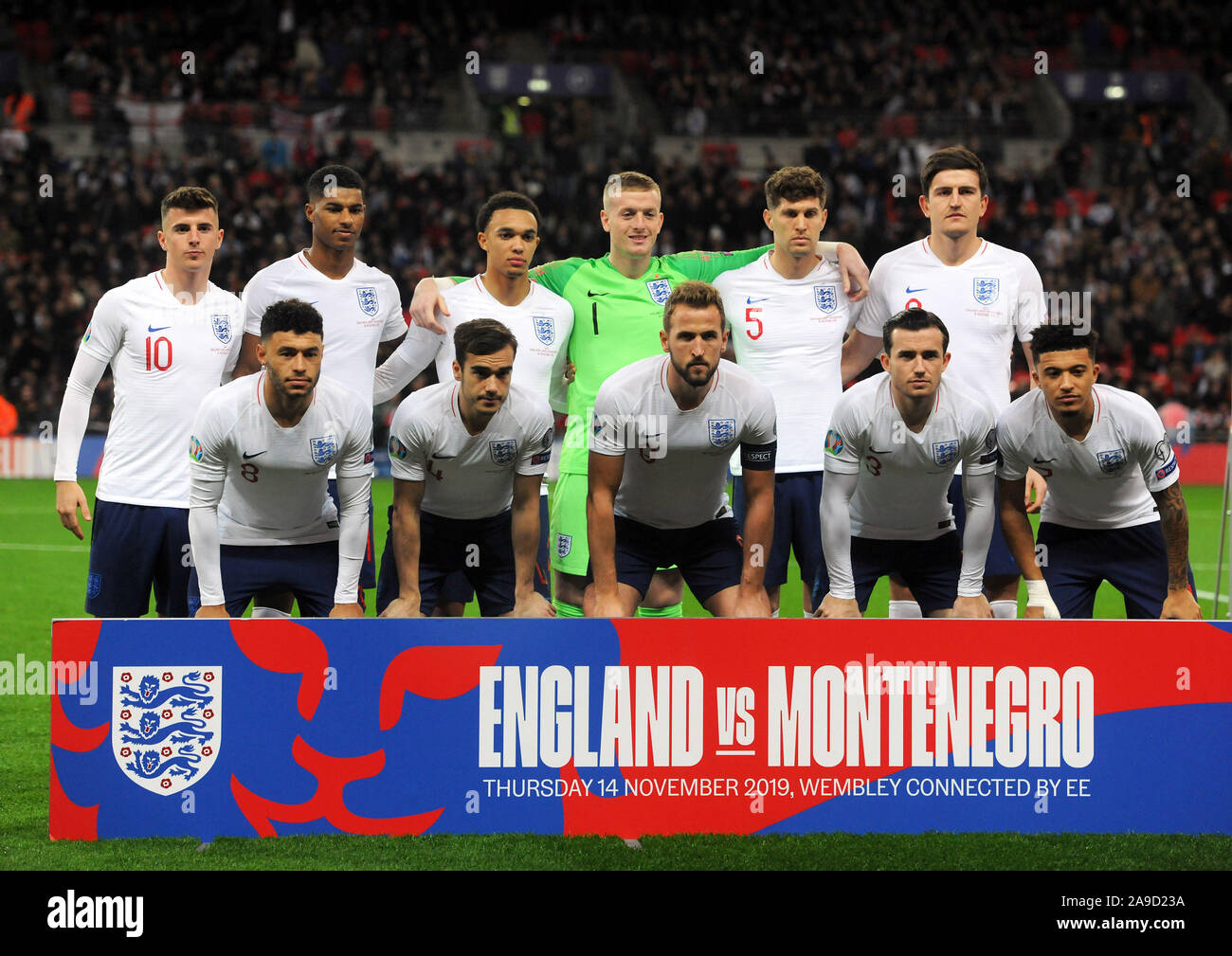 London, Großbritannien. 14 Nov, 2019. LONDON, ENGLAND. 14. NOVEMBER: England Team während der UEFA Euro Qualifier 2020 zwischen England und Montenegro im Wembley Stadion in London, England am 14 November, 2019 Credit: Aktion Foto Sport/Alamy leben Nachrichten Stockfoto