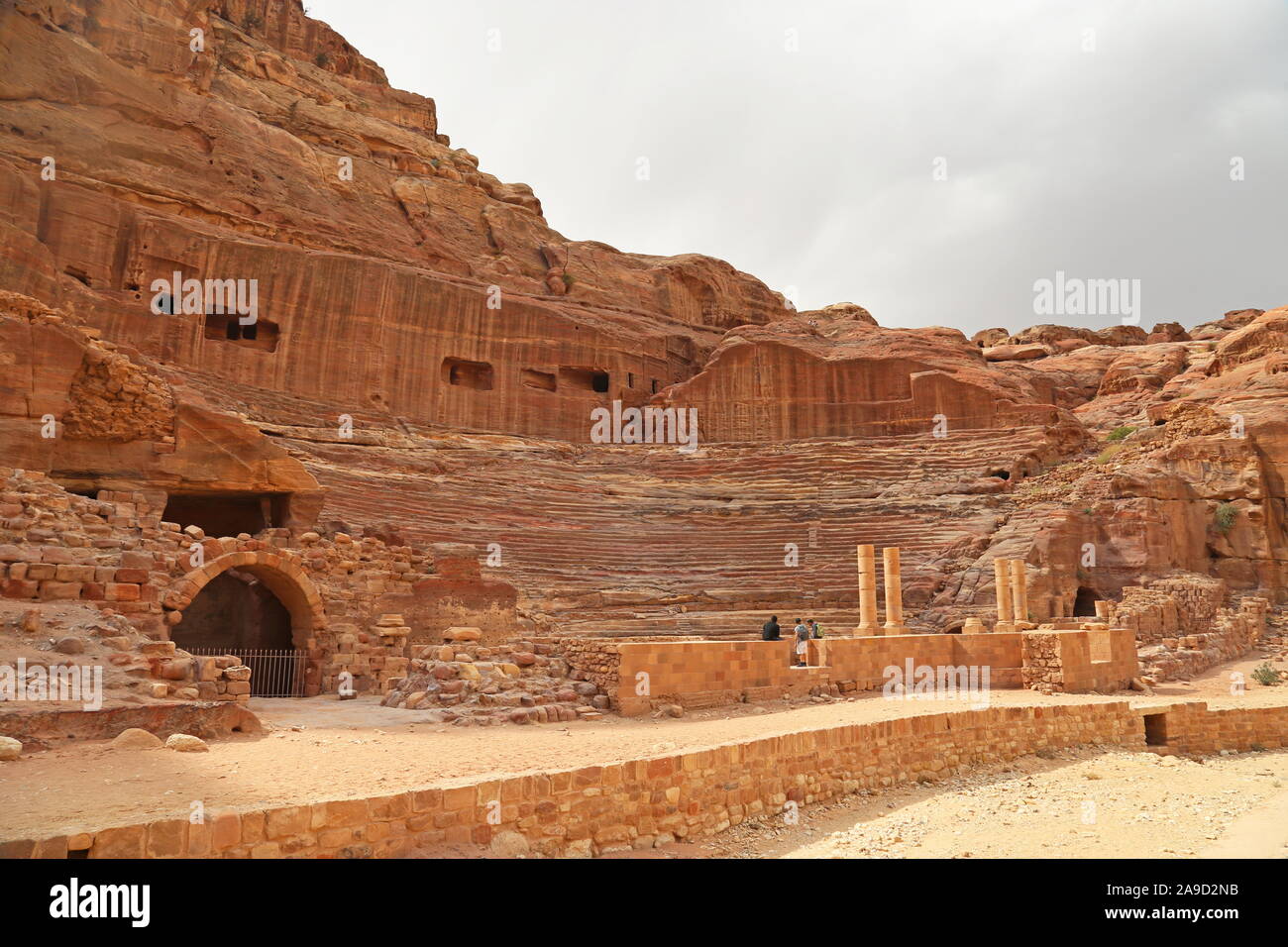 Nabatäisches Theater, Petra, Wadi Musa, Governorat Ma'an, Jordanien, Naher Osten Stockfoto