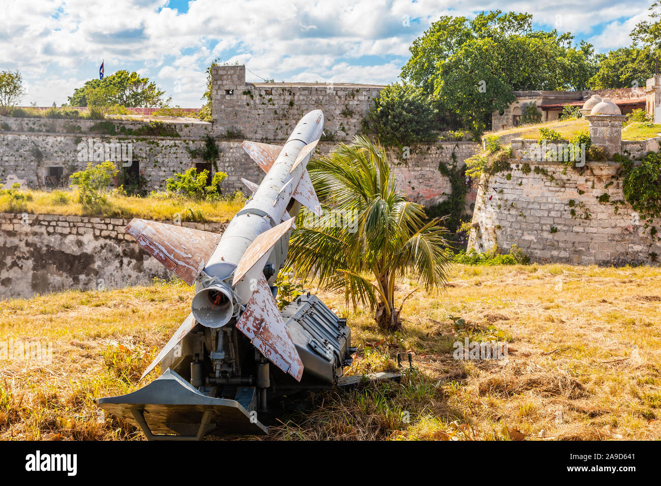 Rusty sowjetische Rakete aus der Karibik, 1962 in La Cabana Festung, Havanna, Kuba Stockfoto
