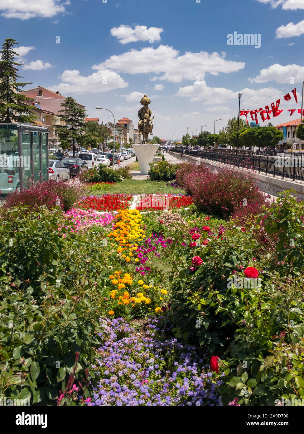 Statue von Nasreddin Hodscha auf Esel, Aksehir, Türkei Stockfoto