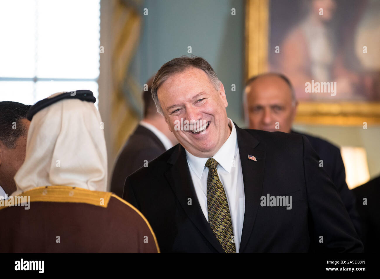 Washington, DC, USA. 14. November 2019. Staatssekretär Mike Pompeo met mit Außenminister der Globalen Koalition zu Besiegen ISIS. Stockfoto