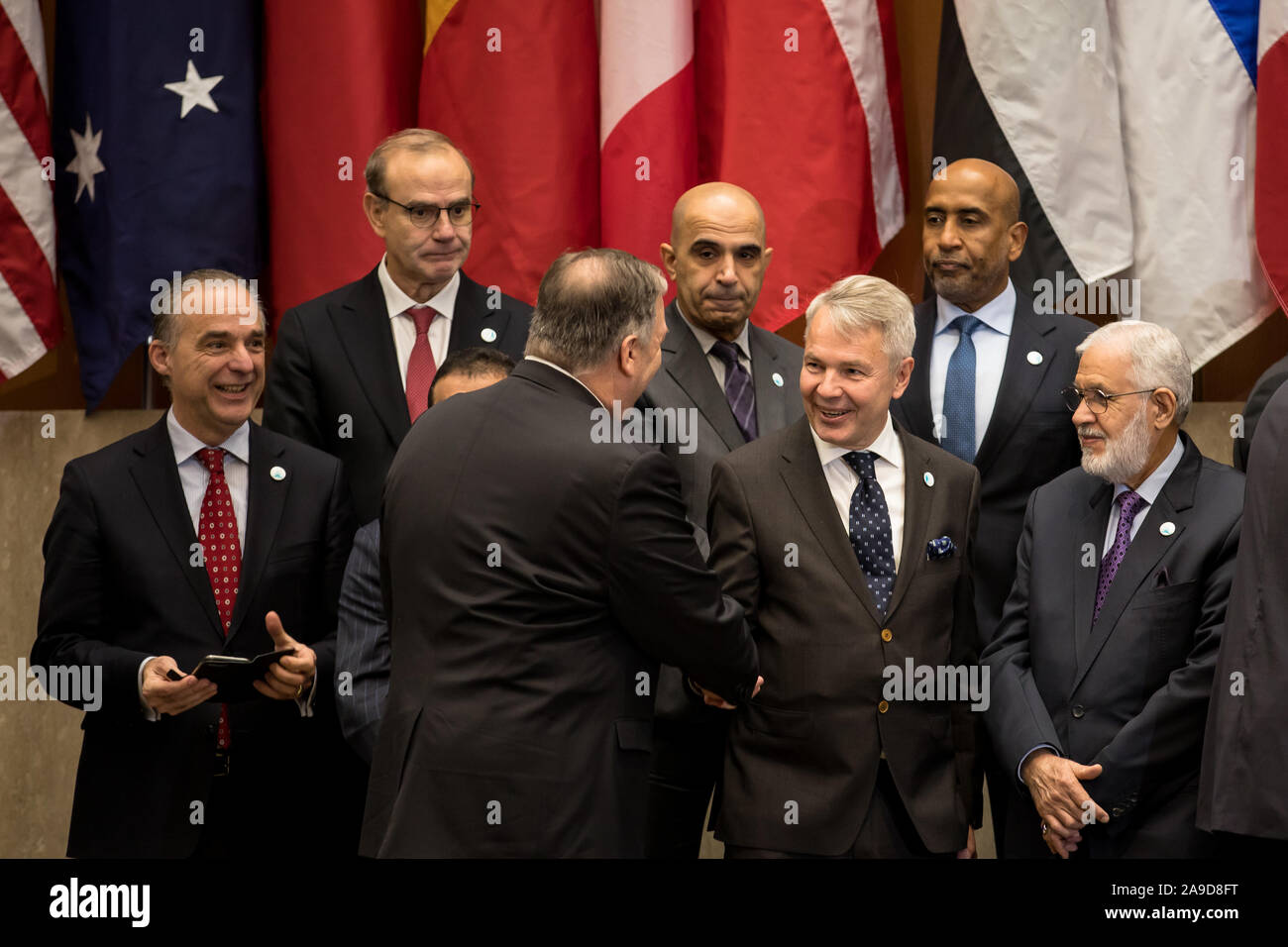 Washington, DC, USA. 14. November 2019. Staatssekretär Mike Pompeo met mit Außenminister der Globalen Koalition zu Besiegen ISIS. Stockfoto