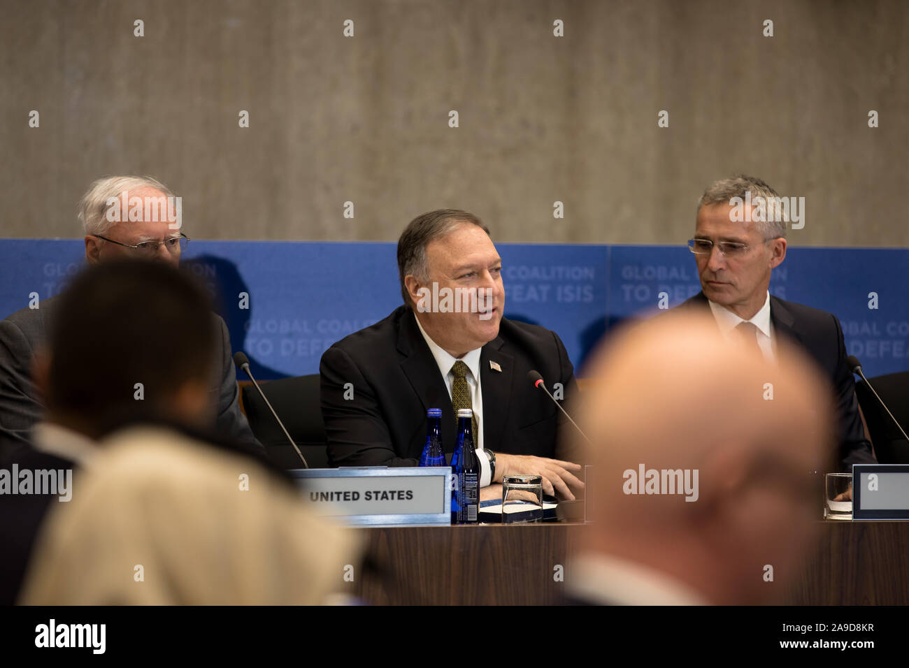 Washington, DC, USA. 14. November 2019. Staatssekretär Mike Pompeo met mit Außenminister der Globalen Koalition zu Besiegen ISIS. Stockfoto