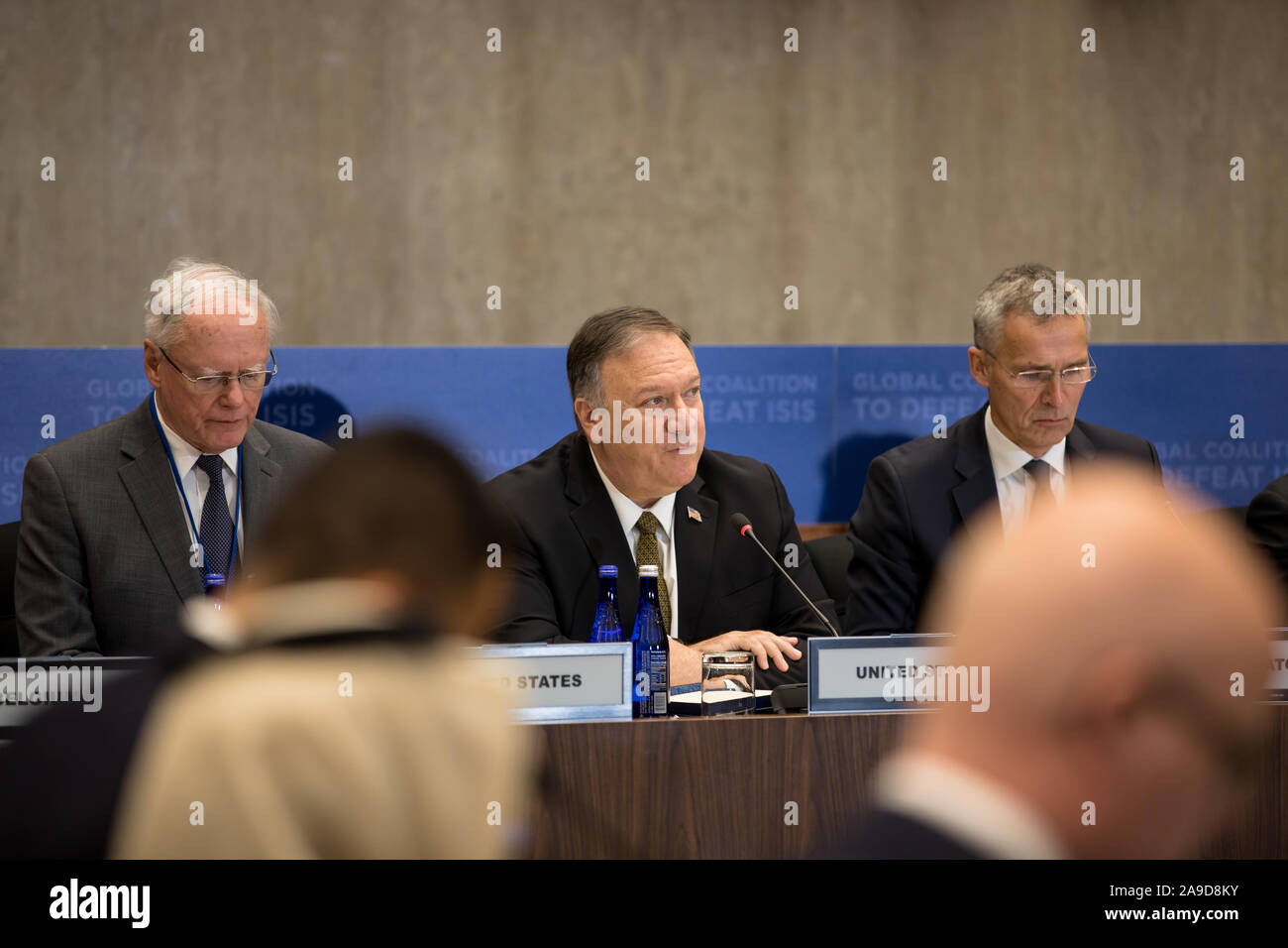 Washington, DC, USA. 14. November 2019. Staatssekretär Mike Pompeo met mit Außenminister der Globalen Koalition zu Besiegen ISIS. Stockfoto