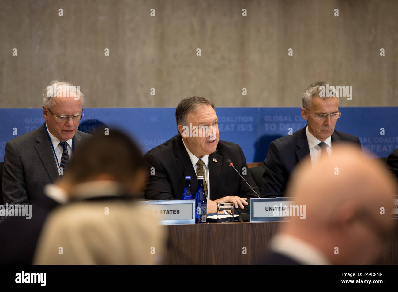 Washington, DC, USA. 14. November 2019. Staatssekretär Mike Pompeo met mit Außenminister der Globalen Koalition zu Besiegen ISIS. Stockfoto