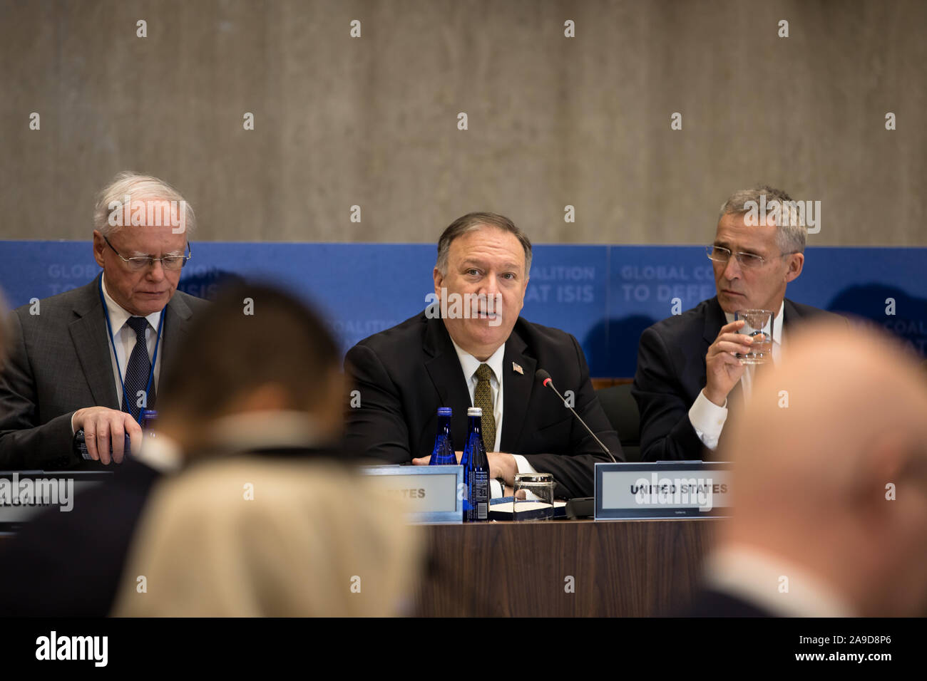 Washington, DC, USA. 14. November 2019. Staatssekretär Mike Pompeo met mit Außenminister der Globalen Koalition zu Besiegen ISIS. Stockfoto