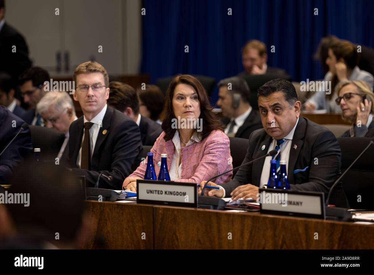 Washington, DC, USA. 14. November 2019. Staatssekretär Mike Pompeo met mit Außenminister der Globalen Koalition zu Besiegen ISIS. Stockfoto