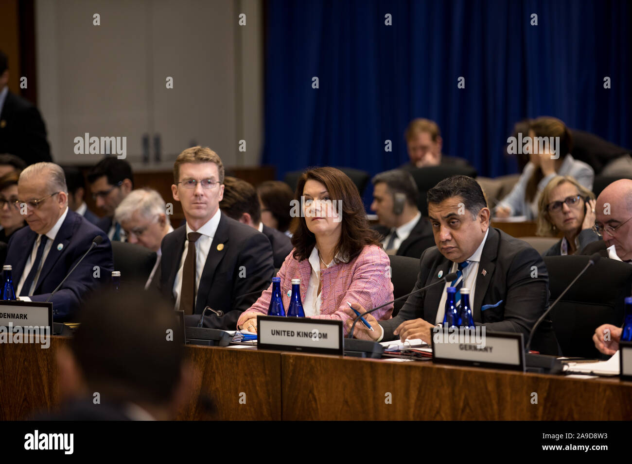 Washington, DC, USA. 14. November 2019. Staatssekretär Mike Pompeo met mit Außenminister der Globalen Koalition zu Besiegen ISIS. Stockfoto