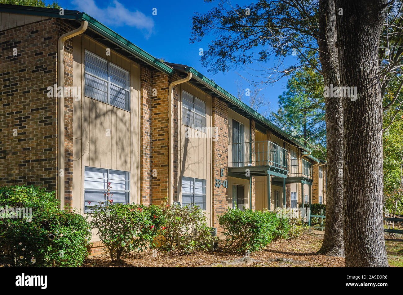 Die Wohngebäude sind im Herbst Wald Apartment Wohnungen, November 27, 2015 in Mobile, Alabama. Stockfoto